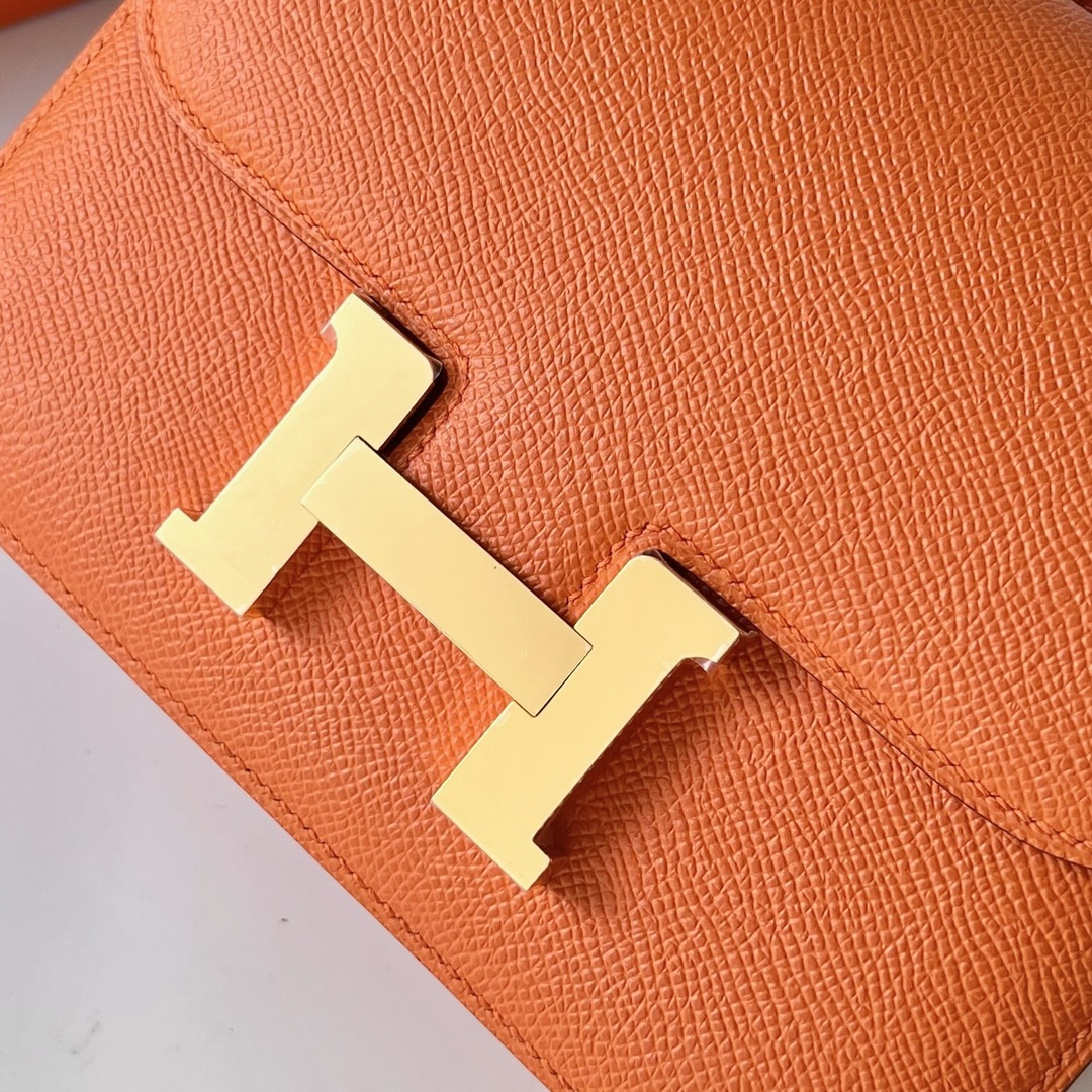 Hermes Constance 24cm Shoulder Bag In Orange Epsom Leather